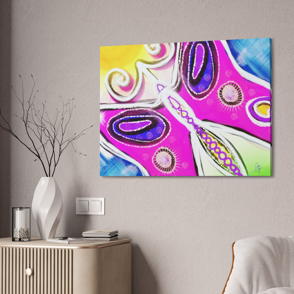 Abstract Pink Butterfly Canvas - Vibrant Stretched Wall Art