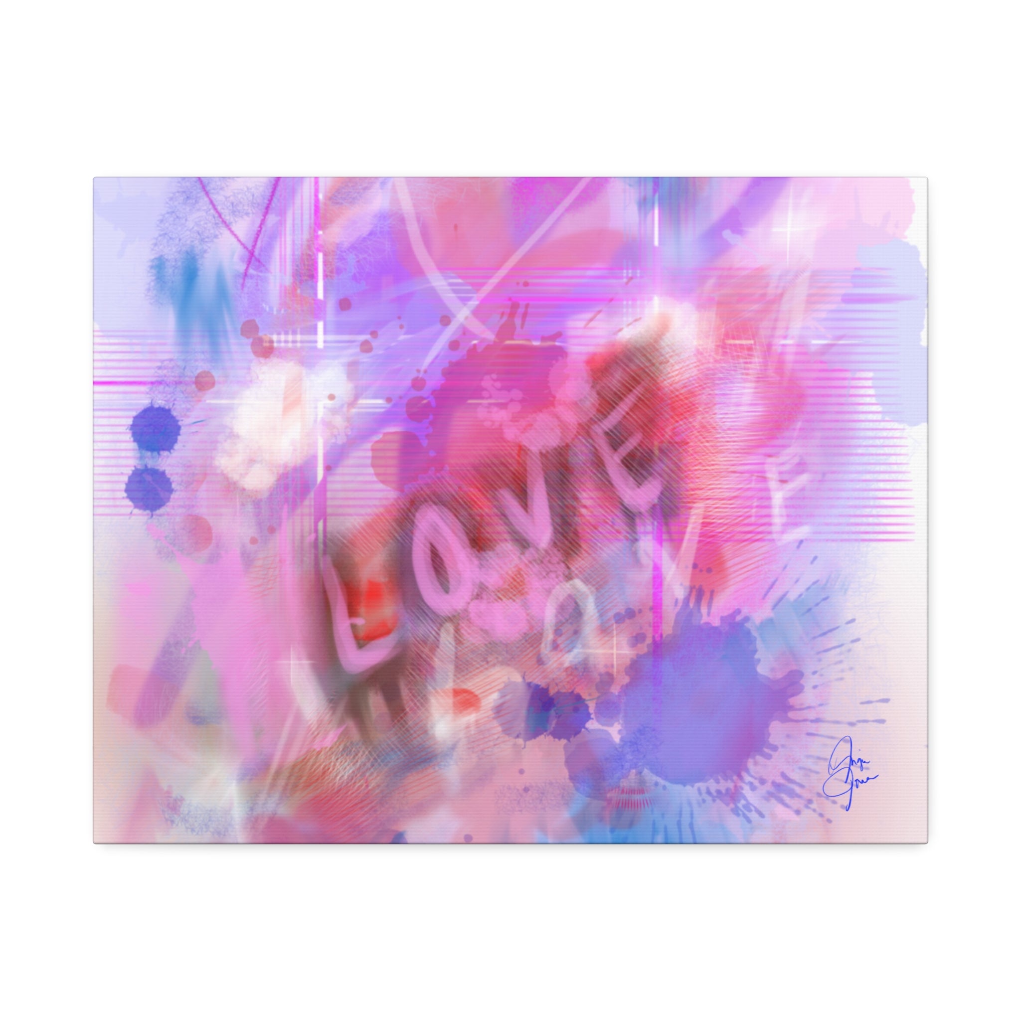 Love Vibes Canvas Wall Art — Pink Abstract Stretched Canvas