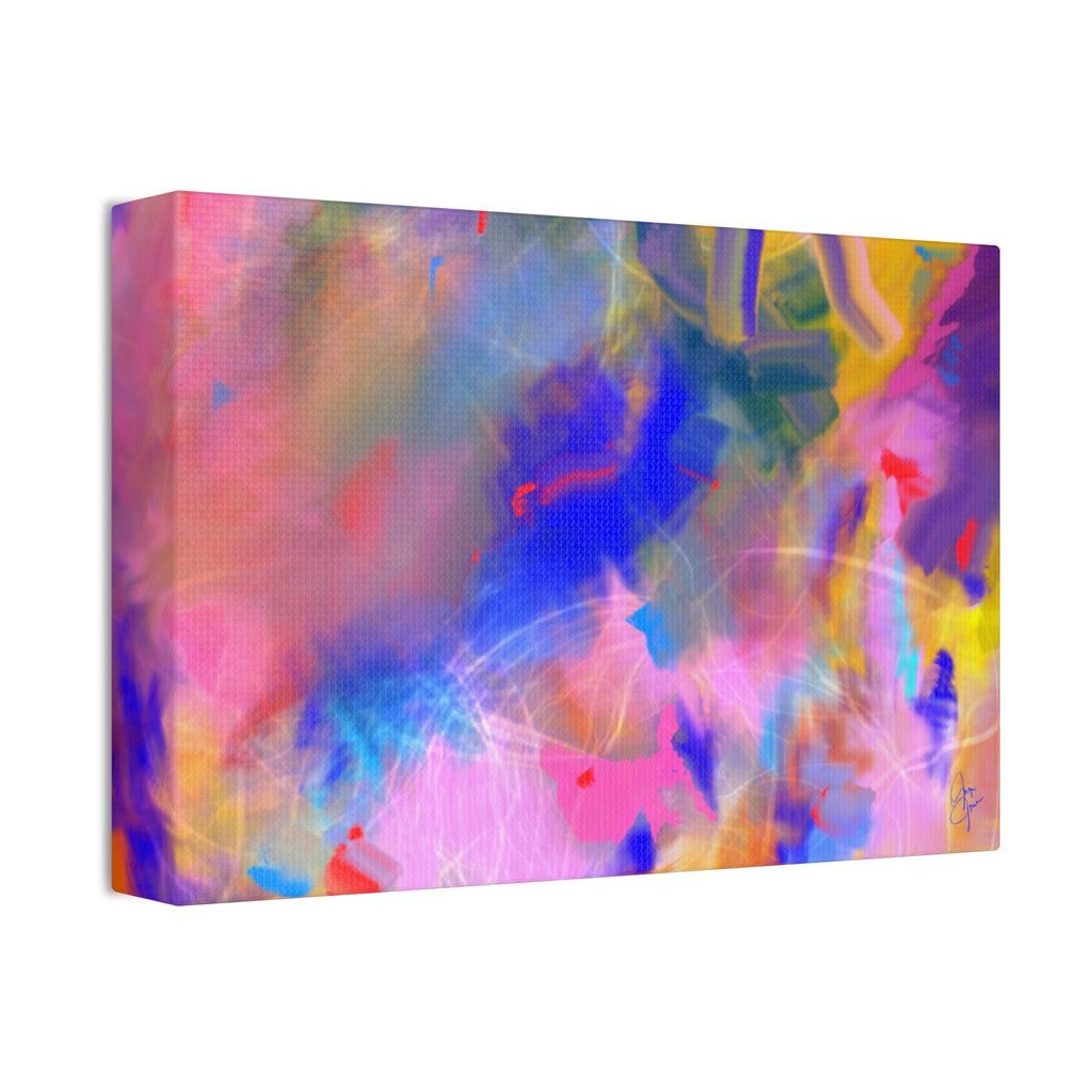 Abstract Color Burst Canvas – Vibrant Pink & Blue Stretched Wall Art