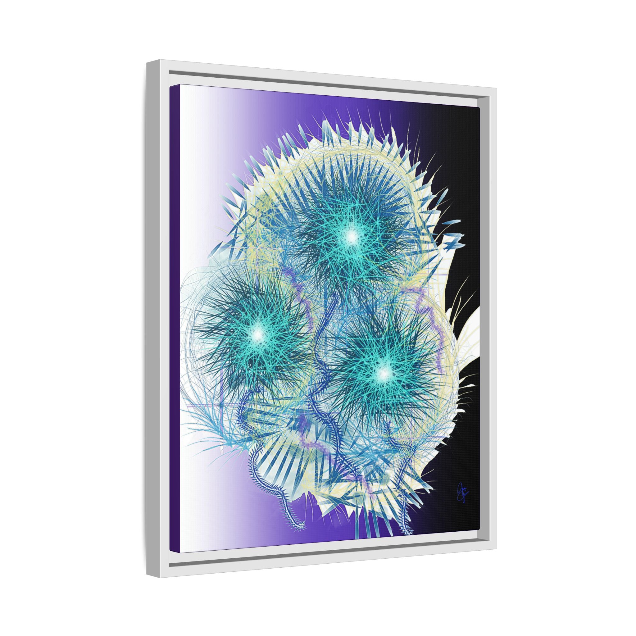 Dandelion Abstract Print Matte Canvas Framed Wall Art