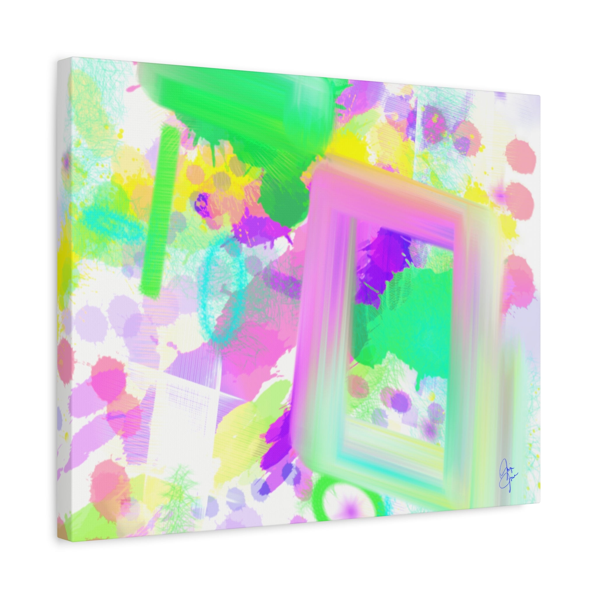 Abstract Pastel Splash Canvas Print — Bright Neon Frame Wall Art