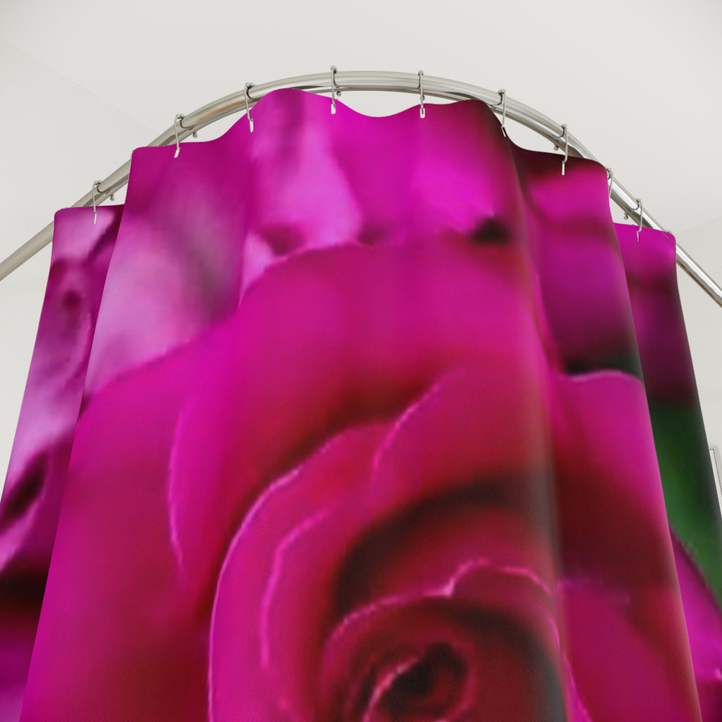 Pink Rose Shower Curtain — Close-Up Floral Bathroom Décor