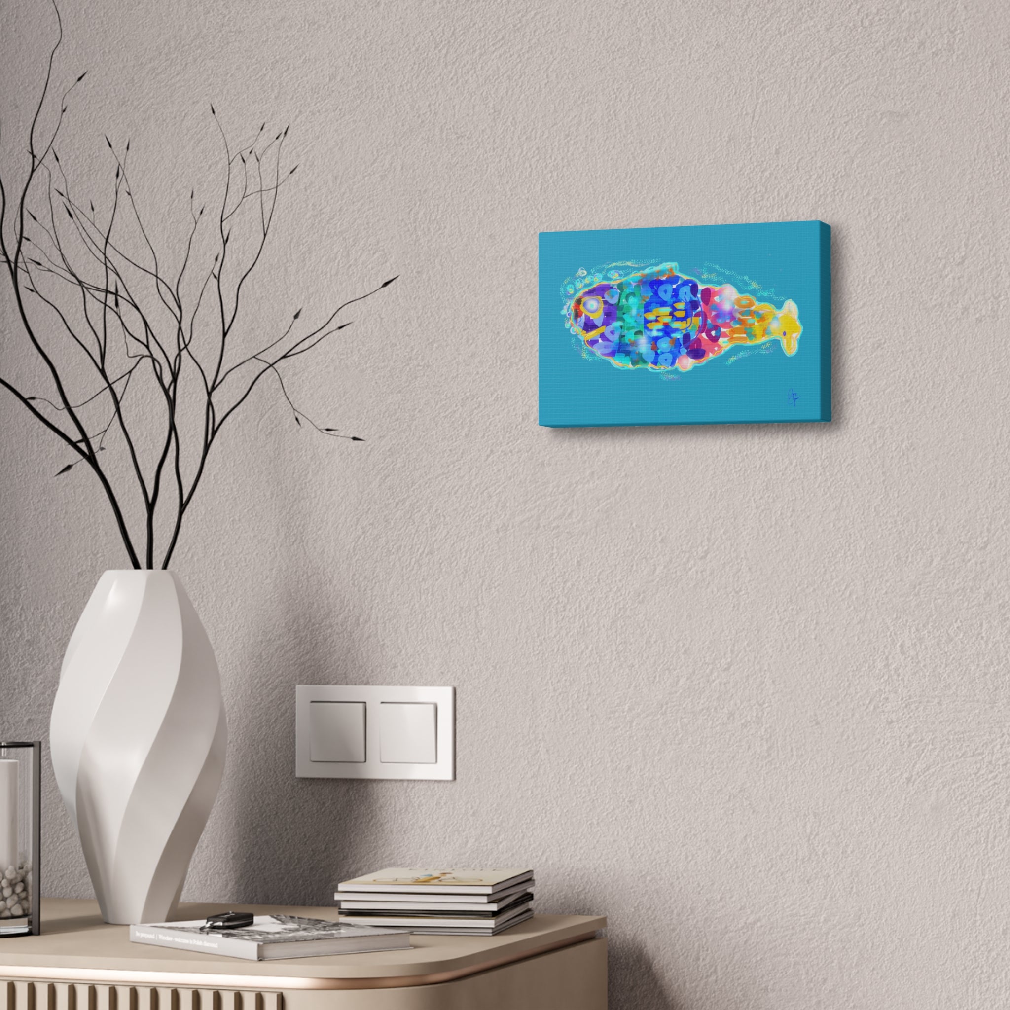 Colorful Abstract Fish Canvas Print — Vibrant Ocean Wall Art