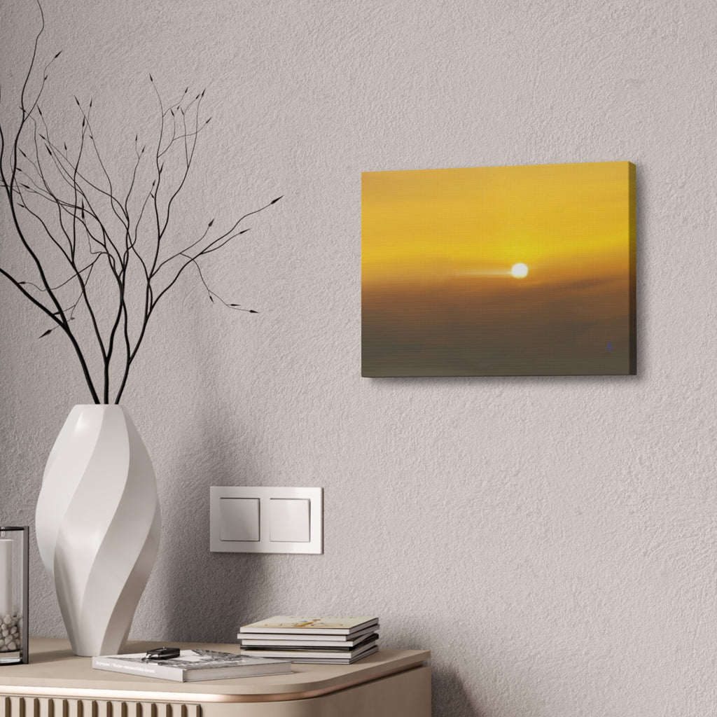 Golden Sunrise Canvas Wall Art — Tranquil Sunrise Stretched Canvas