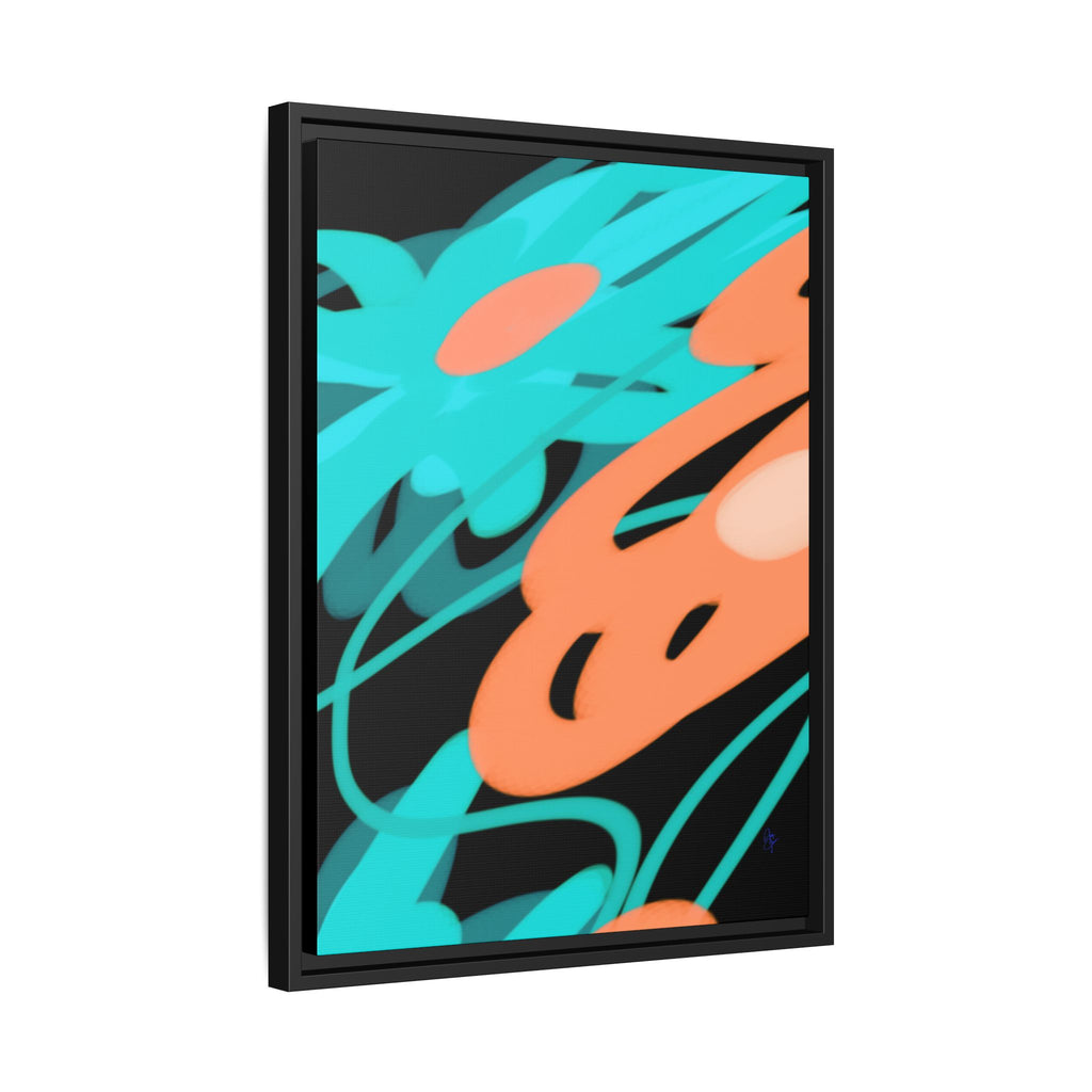 Abstract Teal & Coral Splash Framed Canvas