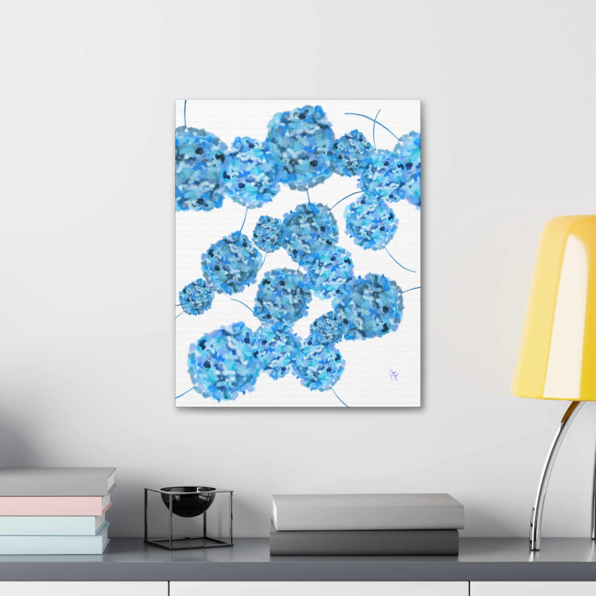 Blue Hydrangea Canvas Wall Art — Abstract Floral Stretched Canvas (1.5" Depth)