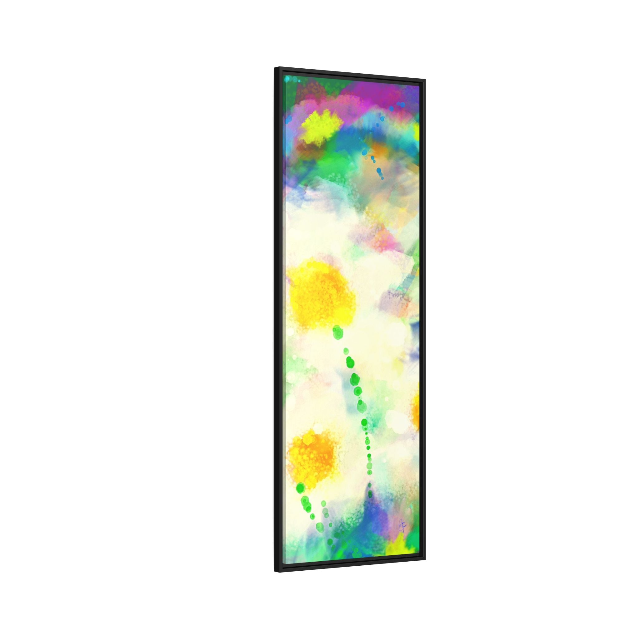 Framed Matte Canvas - Watercolor Yellow Floral Abstract Wall Art