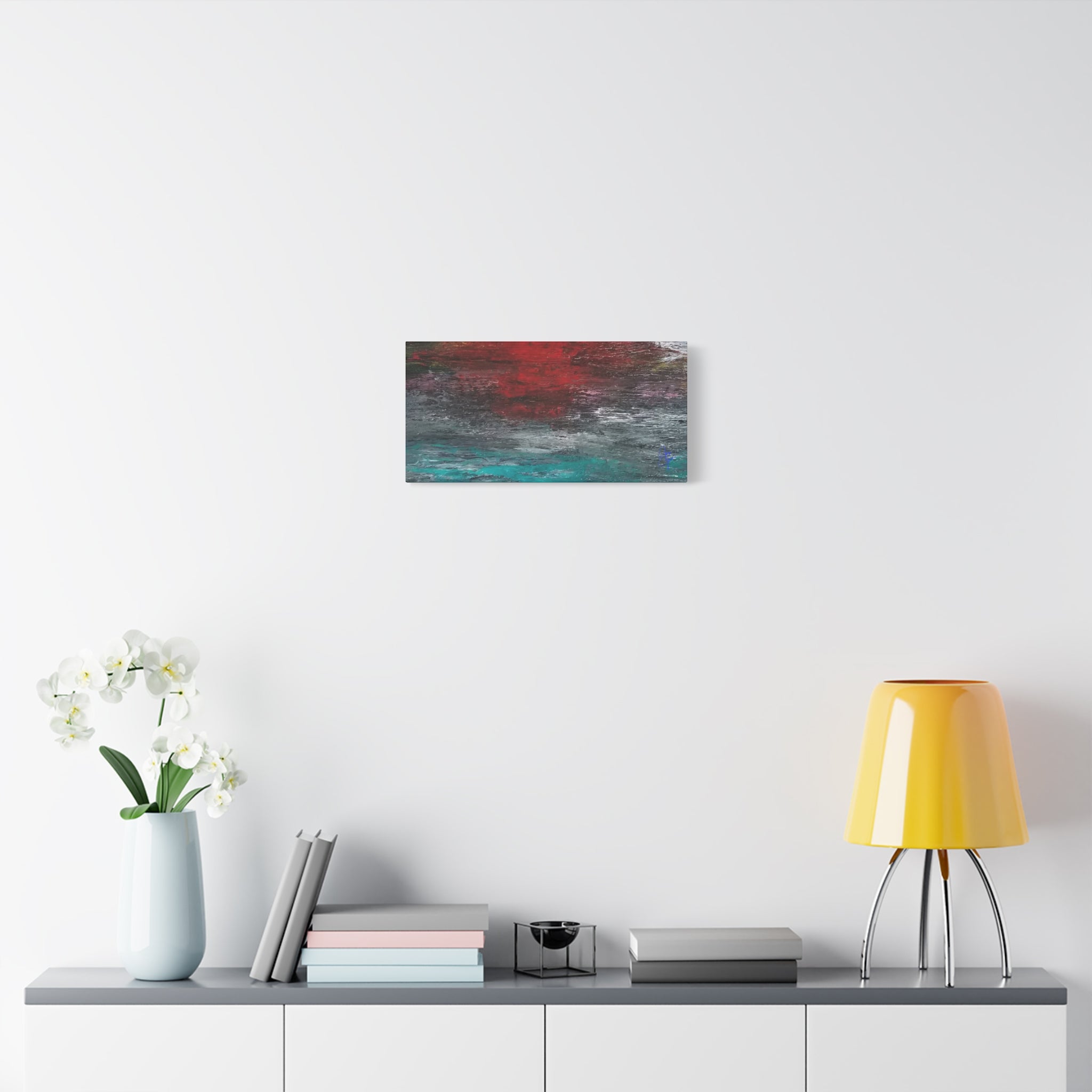 Abstract Red Horizon Matte Canvas Wall Art, Stretched 1.25"