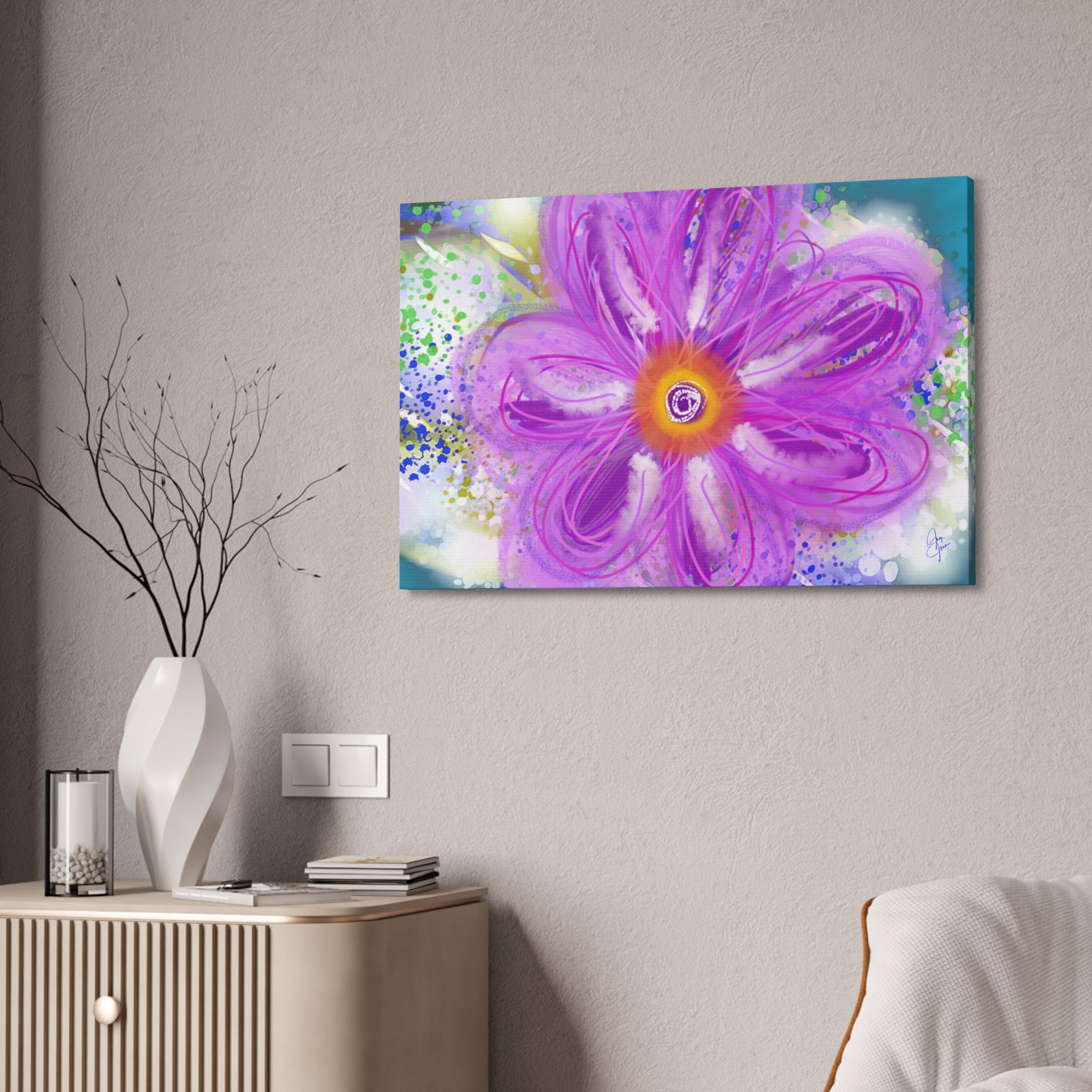 Purple Bloom Floral Canvas - Stretched 1.5" Wall Art