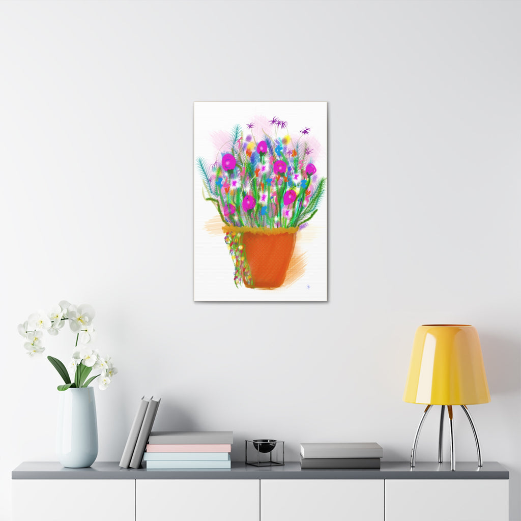 Flowers Brighten Your Day.  Stretched Canvas Wall Art — 1.5" Depth