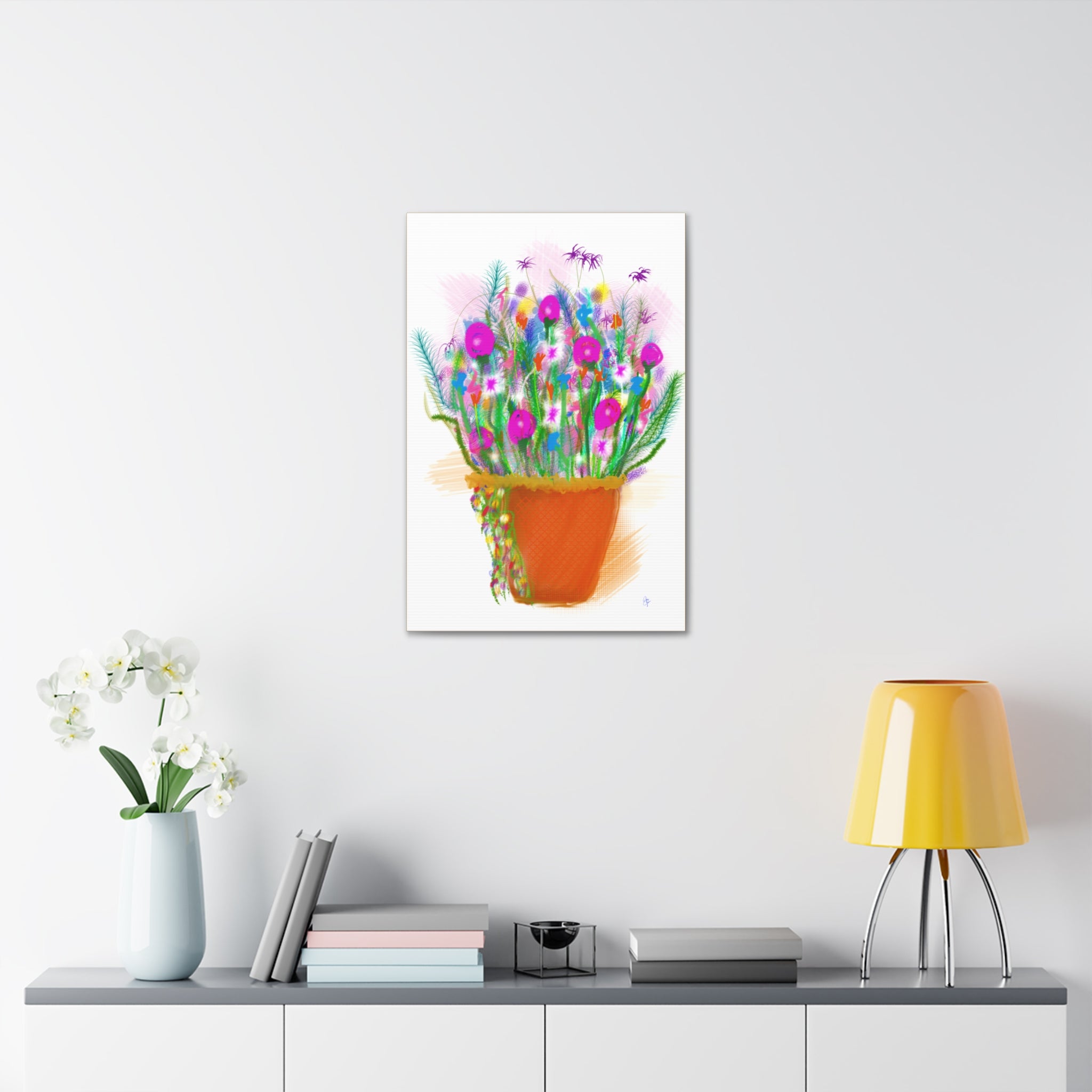 Flowers Brighten Your Day.  Stretched Canvas Wall Art — 1.5" Depth