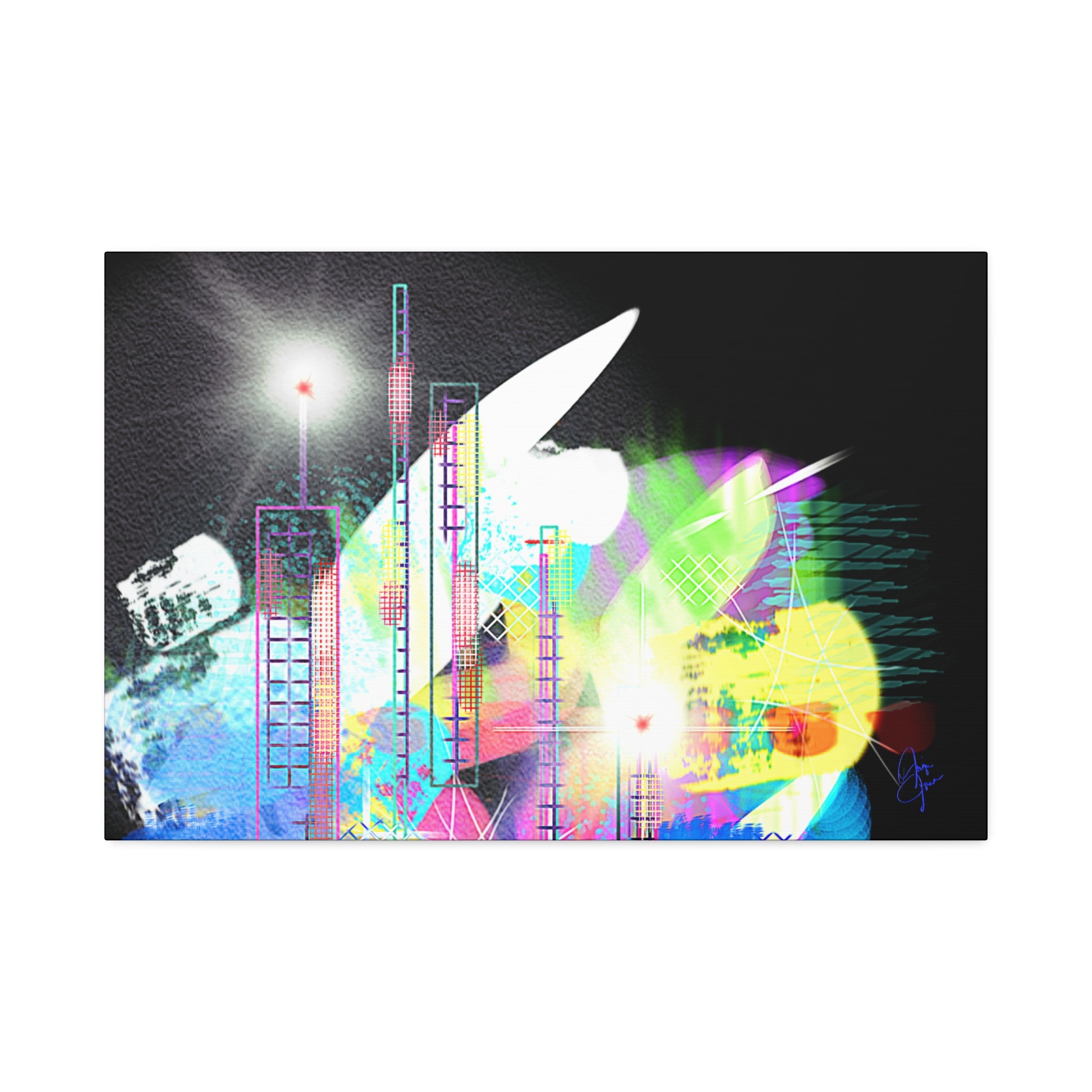 Abstract Neon Cityscape Canvas Print — Stretched 1.5"