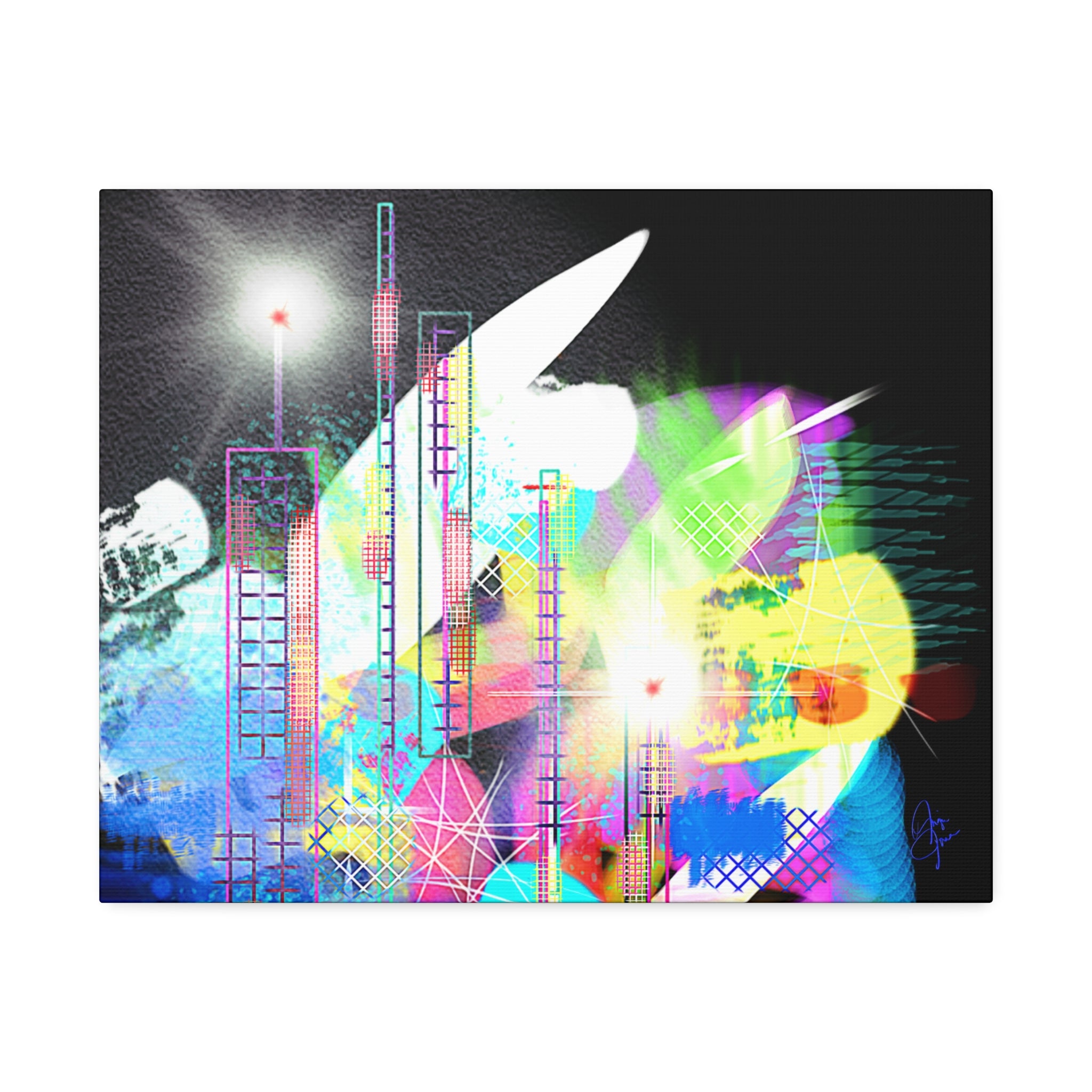 Abstract Neon Cityscape Canvas Print — Stretched 1.5"