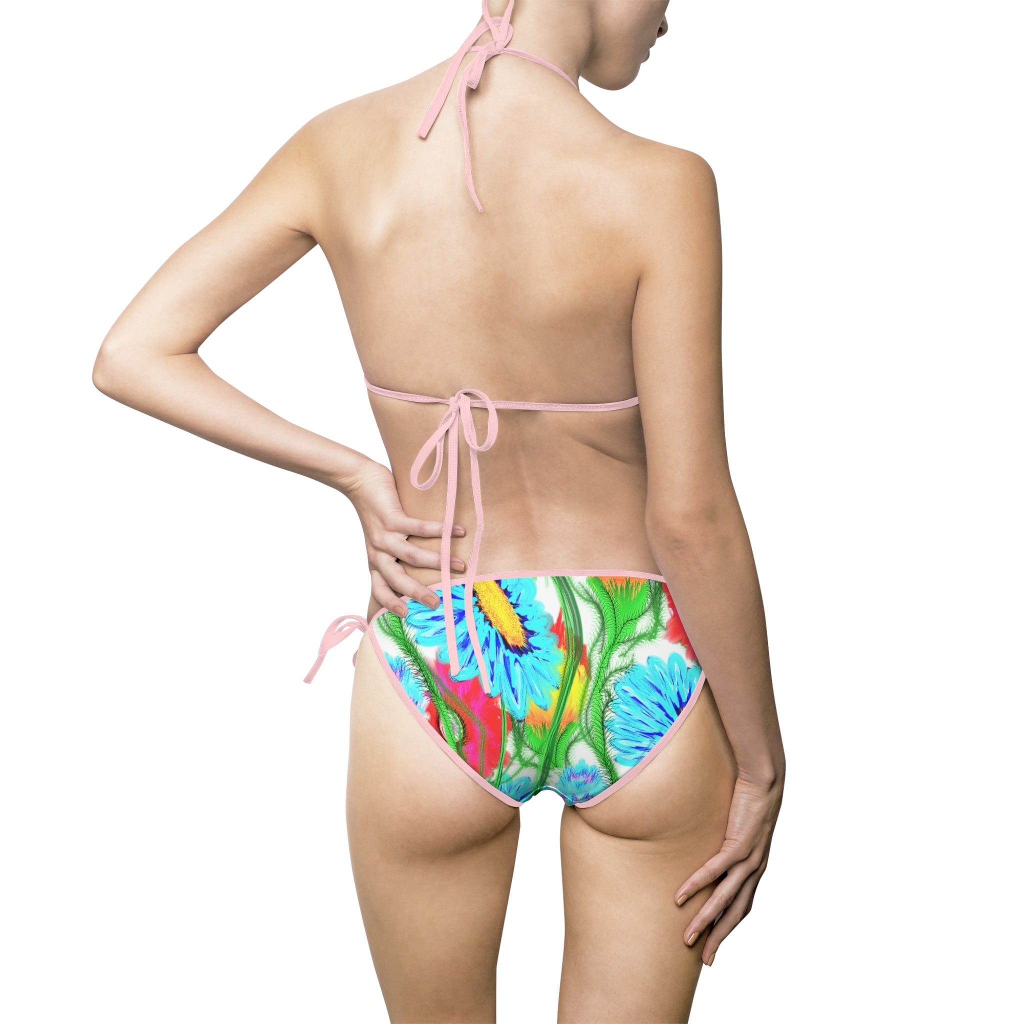 Tie-String Bikini - Bright Watercolor Floral Print