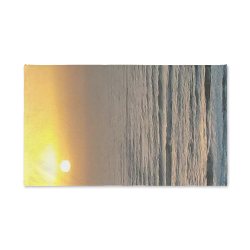 Sunrise Ocean Hand Towel — Beachy Coastal Décor, Serene Sunset Waves