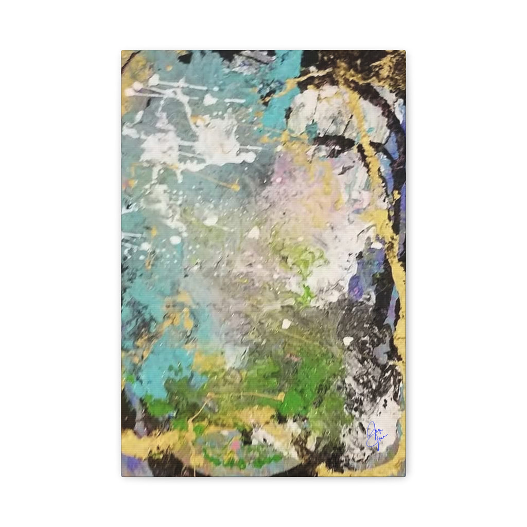 Abstract Green & Teal Matte Canvas Wall Art — Stretched 1.25"