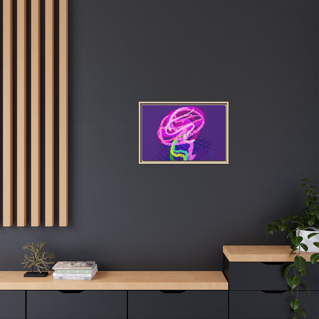 Framed Matte Canvas - Neon Rose Abstract Wall Art