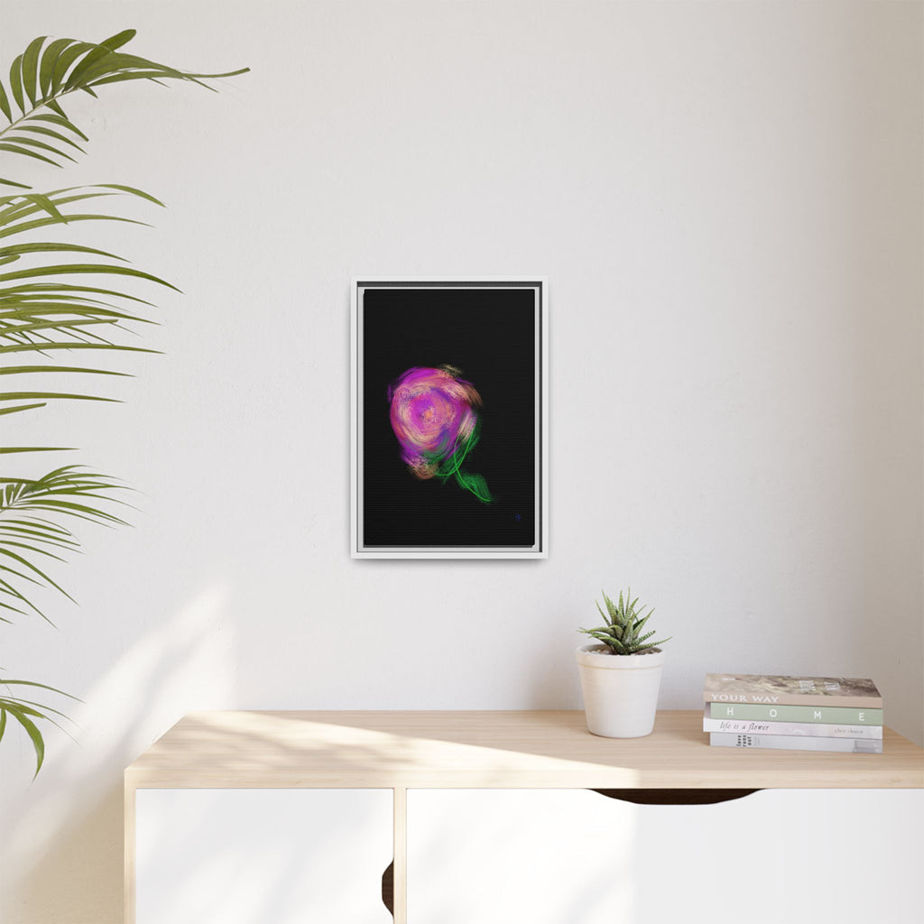 Abstract Rose Swirl Matte Framed Canvas — Multicolor Floral Wall Art