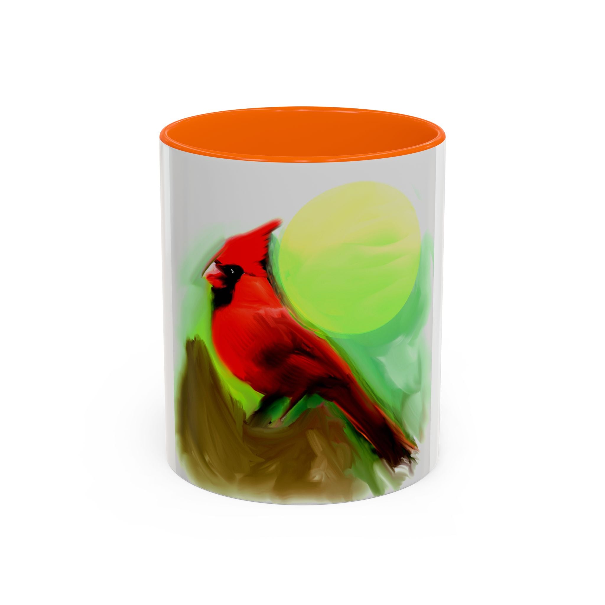 Cardinal Bird Accent Coffee Mug — Red Cardinal Sunrise Art Ceramic Mug (11/15 oz)