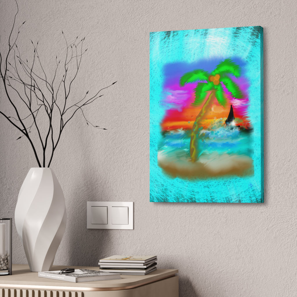 Tropical Sunset Palm Canvas - Stretched Wall Art (1.5" Depth)
