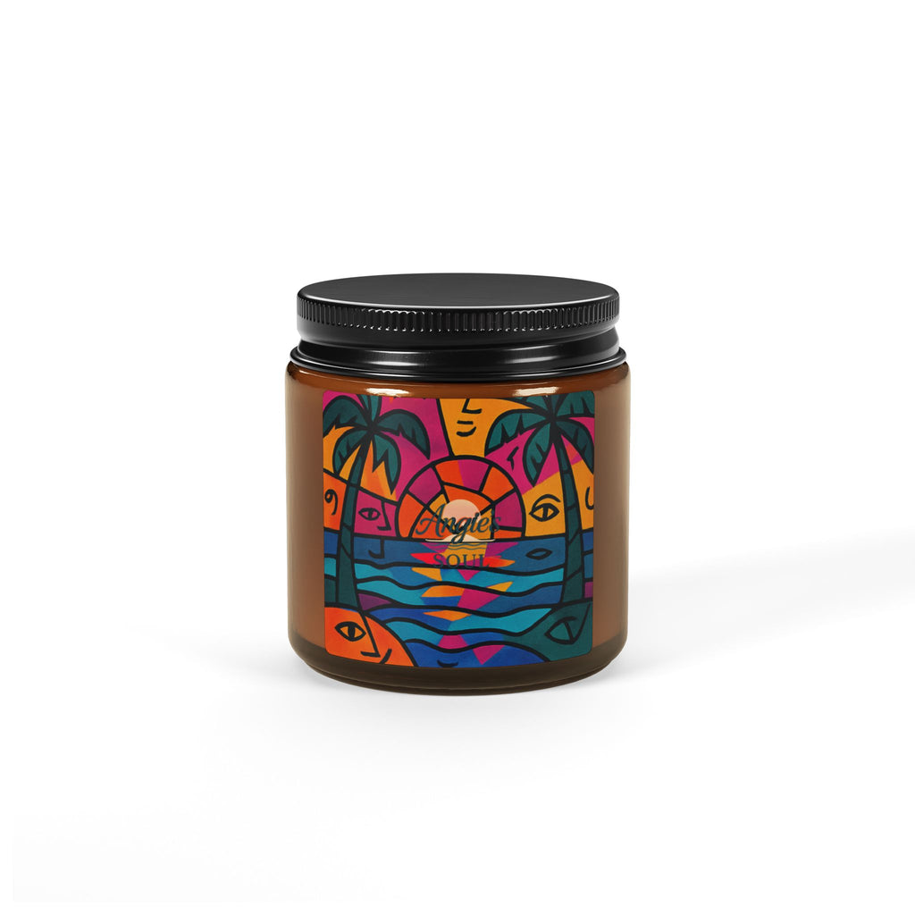 Tropical Sunset Soy Candle — Scented Amber Jar (Multi-Size)
