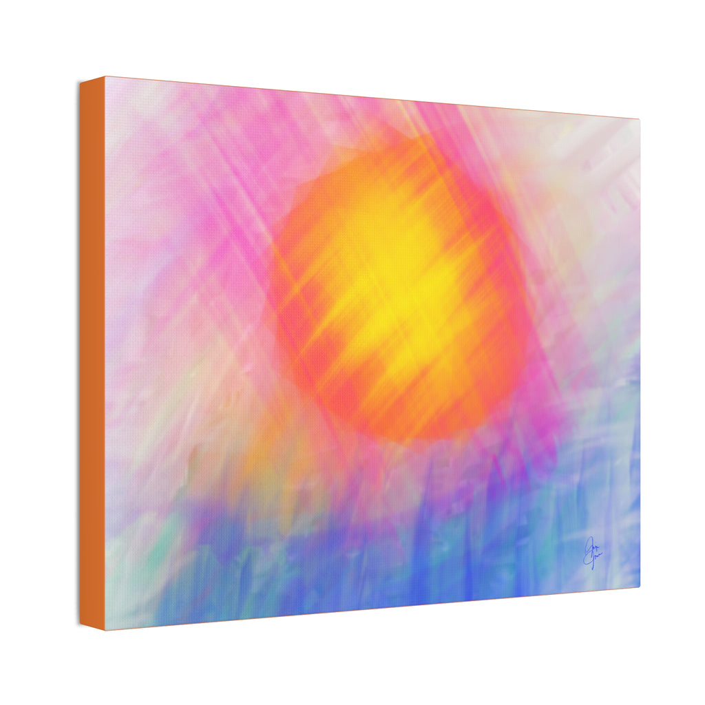 Abstract Sunrise Canvas Art - Vibrant Pink & Orange Sun Stretched Canvas