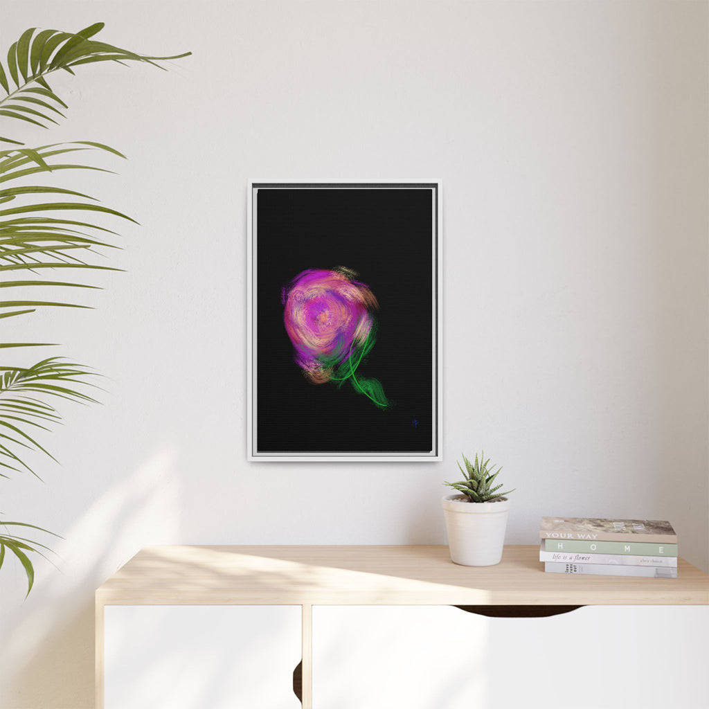 Abstract Rose Swirl Matte Framed Canvas — Multicolor Floral Wall Art