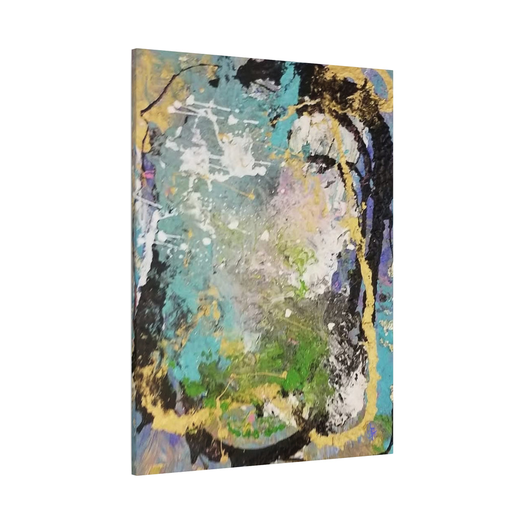 Abstract Green & Teal Matte Canvas Wall Art — Stretched 1.25"