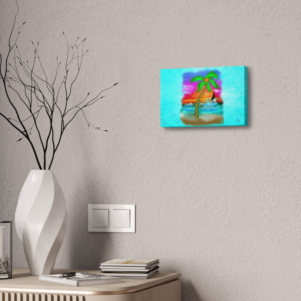Tropical Sunset Palm Canvas - Stretched Wall Art (1.5" Depth)