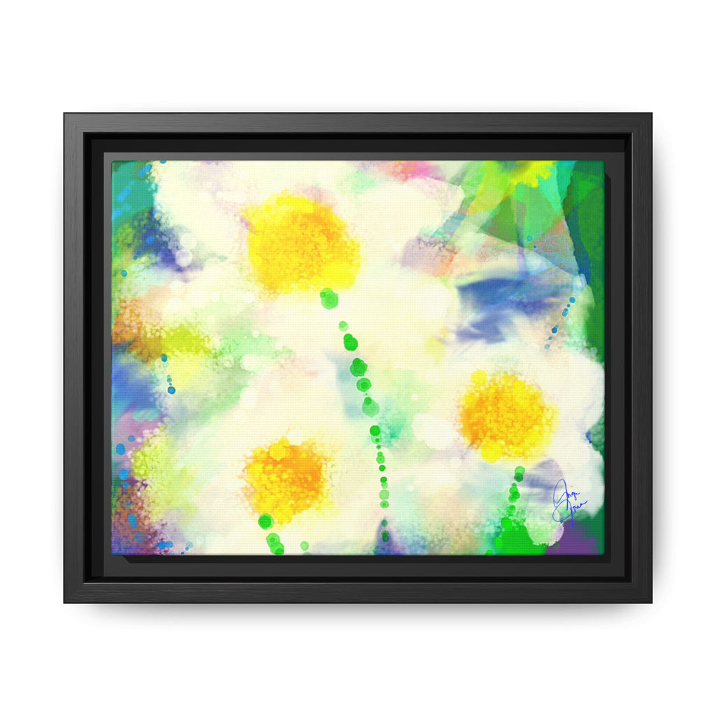 Framed Matte Canvas - Watercolor Yellow Floral Abstract Wall Art