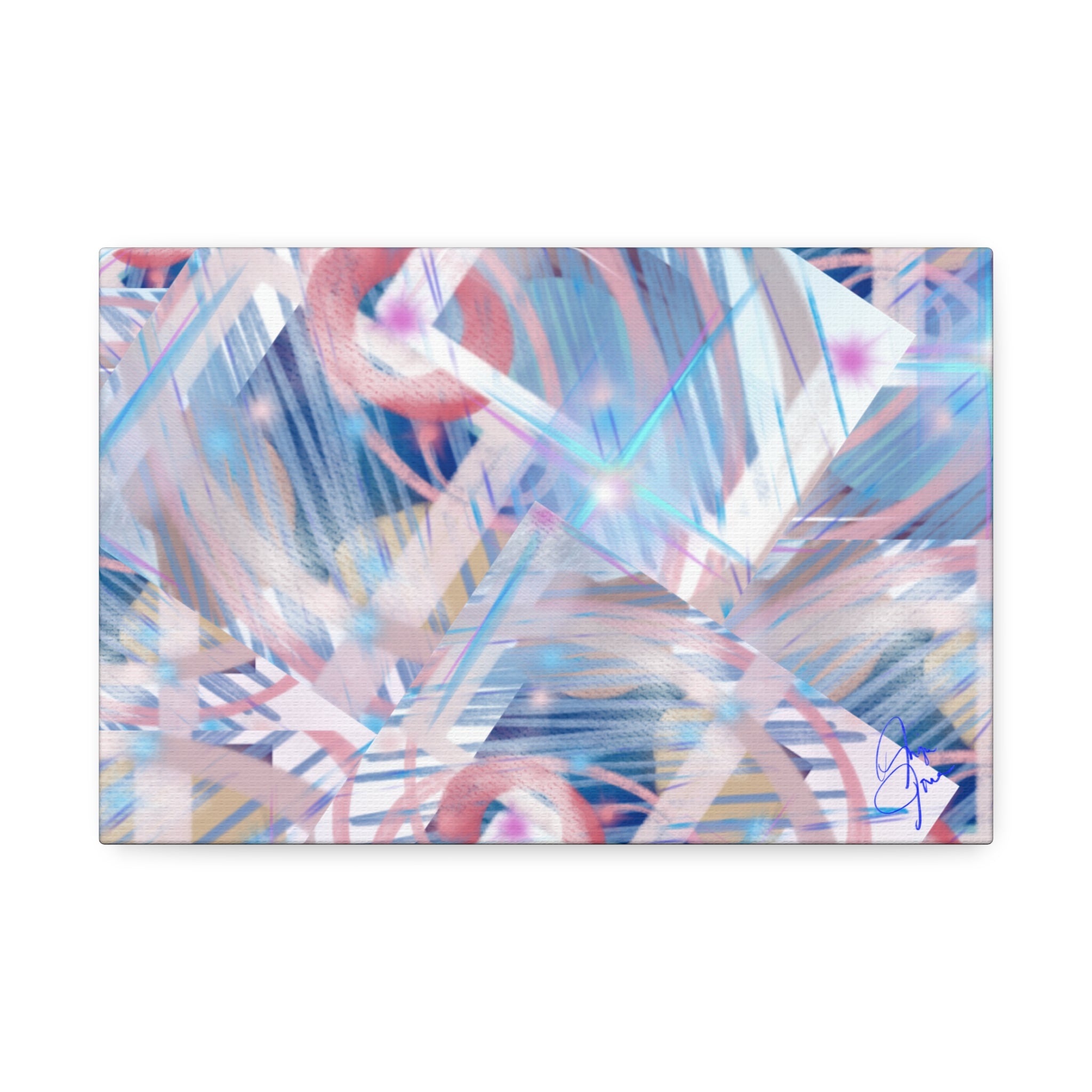Abstract Pastel Flamingo Canvas Stretch 1.5" - Modern Tropical Wall Art