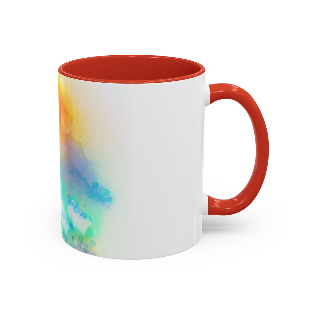 Sunrise Watercolor Accent Coffee Mug — Bright Abstract Teal & Yellow Ceramic