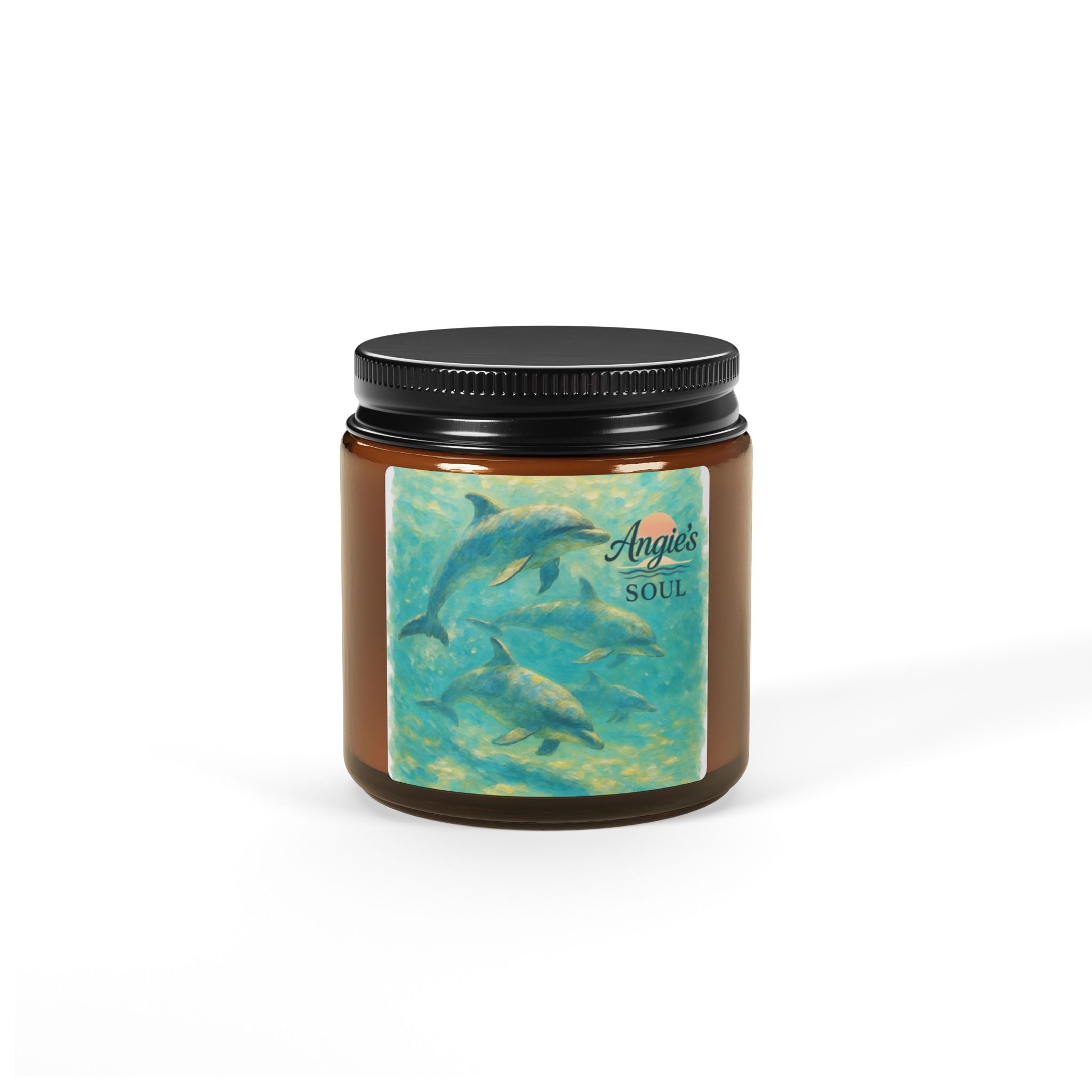 Dolphin Ocean Soy Candle — Amber Jar Scented Candle (Multi-Size)