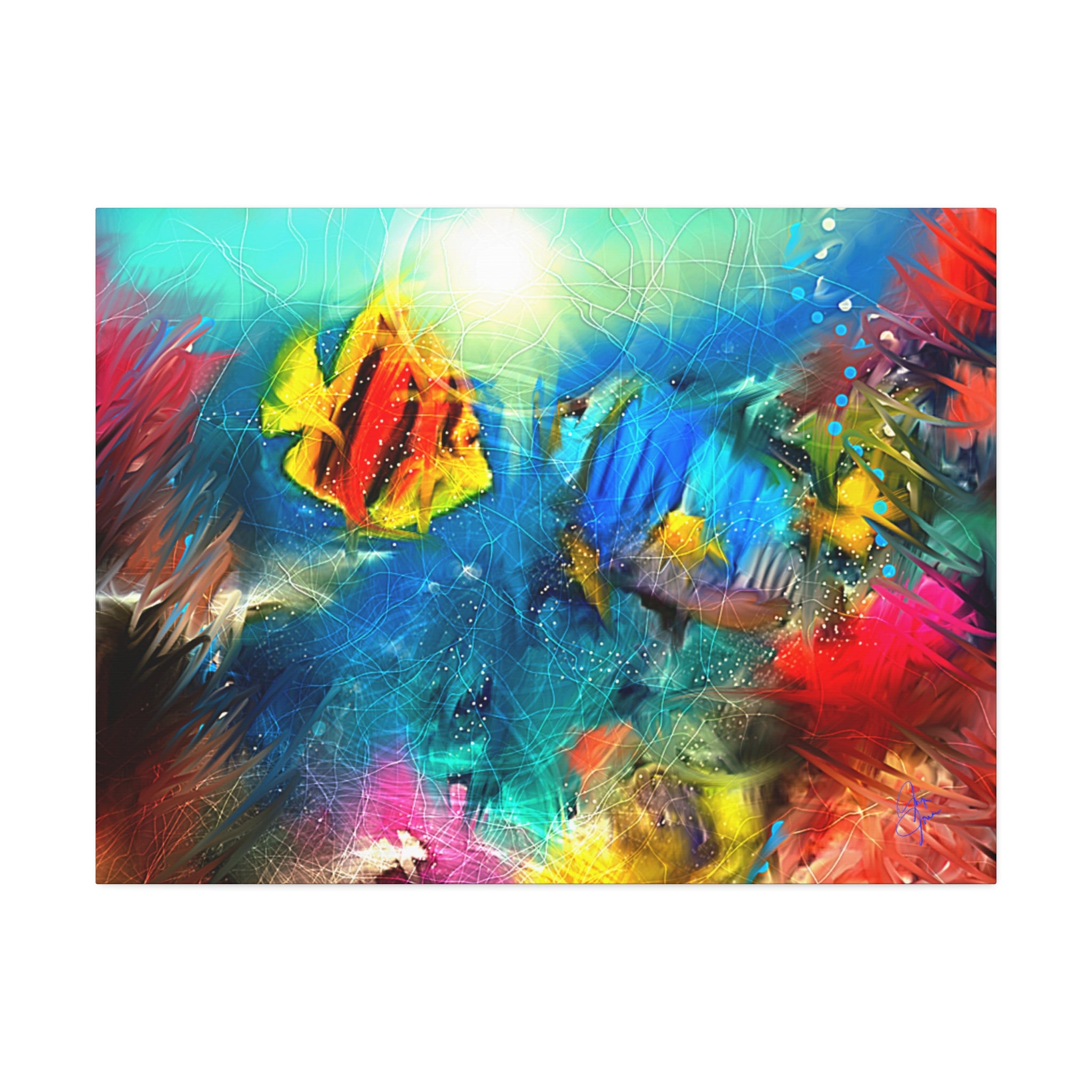 Abstract Tropical Fish Canvas – Colorful Ocean Wall Art (Stretched 1.5")