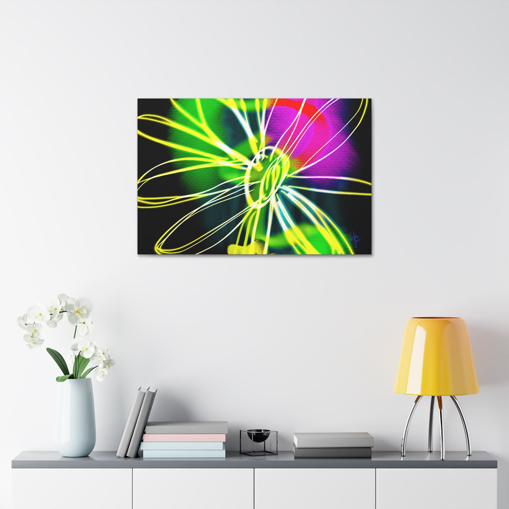 Neon Bloom Canvas Print — Abstract Floral Wall Art (Stretched 1.5")
