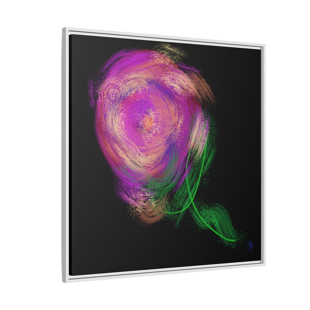 Abstract Rose Swirl Matte Framed Canvas — Multicolor Floral Wall Art