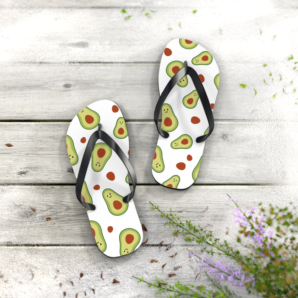 Avocado Pattern Flip Flops — Fun Summer Beach Sandals
