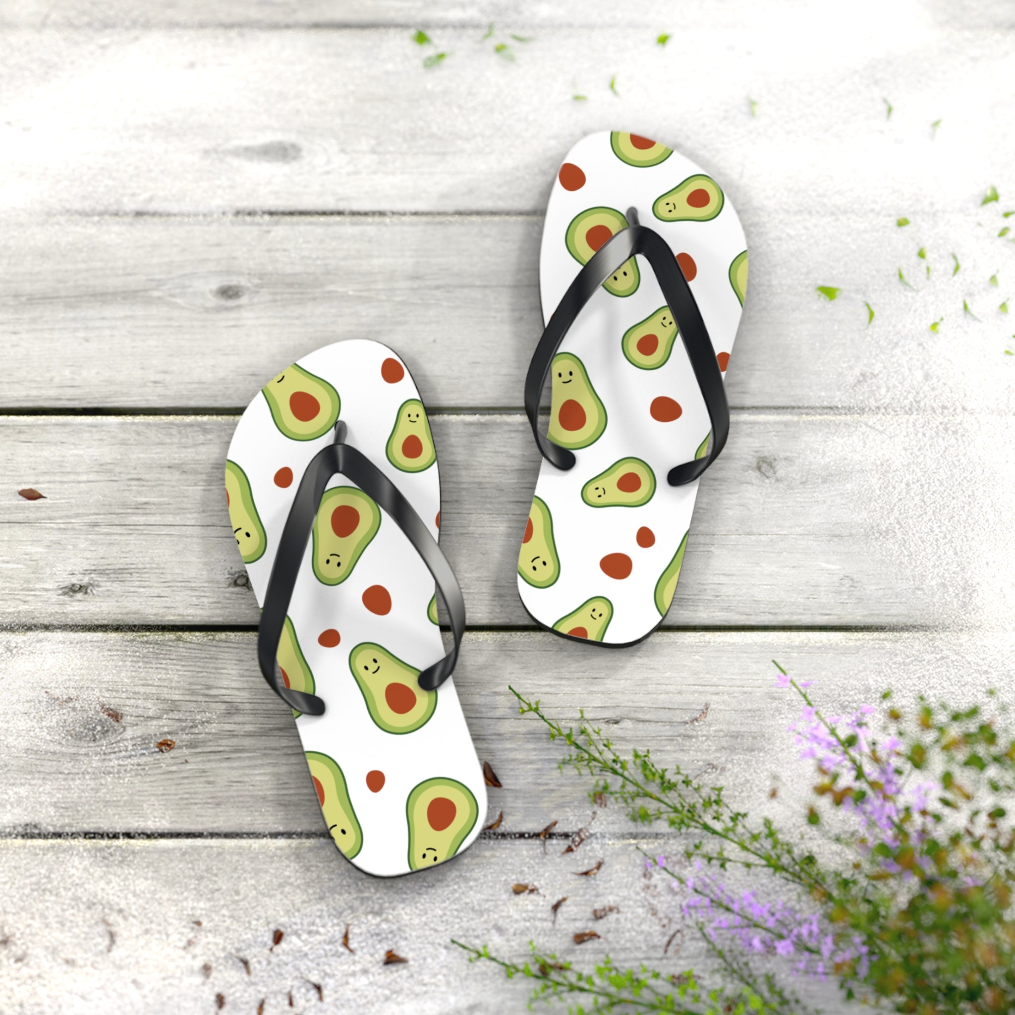 Avocado Pattern Flip Flops — Fun Summer Beach Sandals