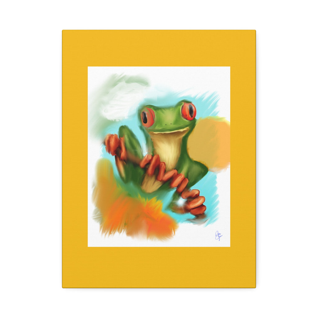 Red-Eyed Tree Frog Canvas Art – Colorful Tropical Wildlife Wall Decor, Stretched 1.5"