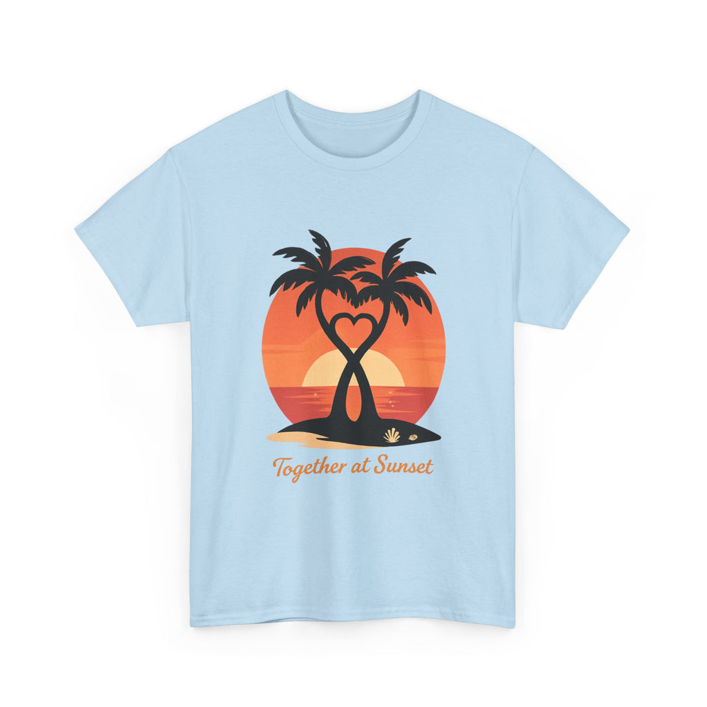 Sunset Palm Love T‑Shirt — “Together at Sunset” Beach Tee
