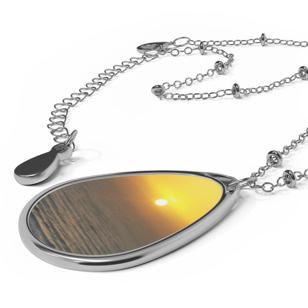 Sunset Oval Necklace - Elegant Teardrop Pendant for Nature Lovers
