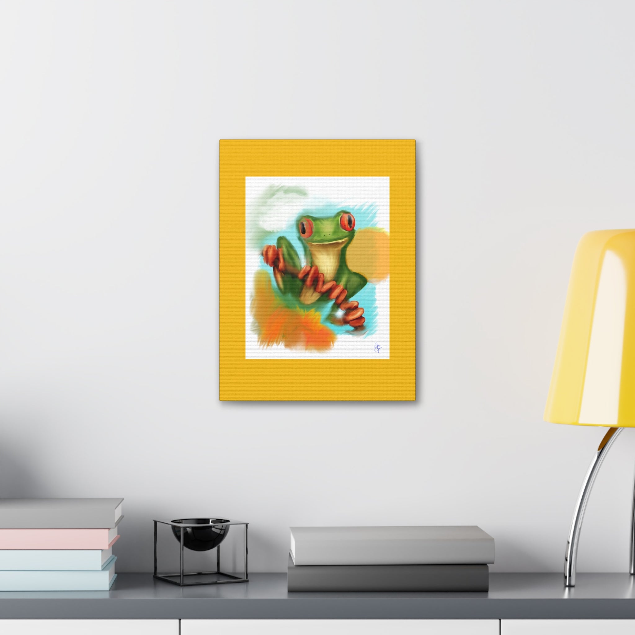 Red-Eyed Tree Frog Canvas Art – Colorful Tropical Wildlife Wall Decor, Stretched 1.5"