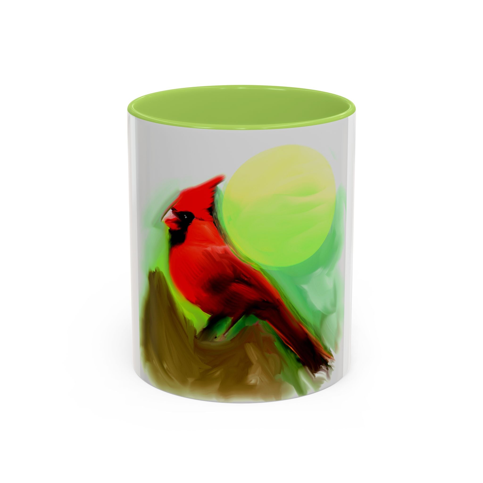 Cardinal Bird Accent Coffee Mug — Red Cardinal Sunrise Art Ceramic Mug (11/15 oz)
