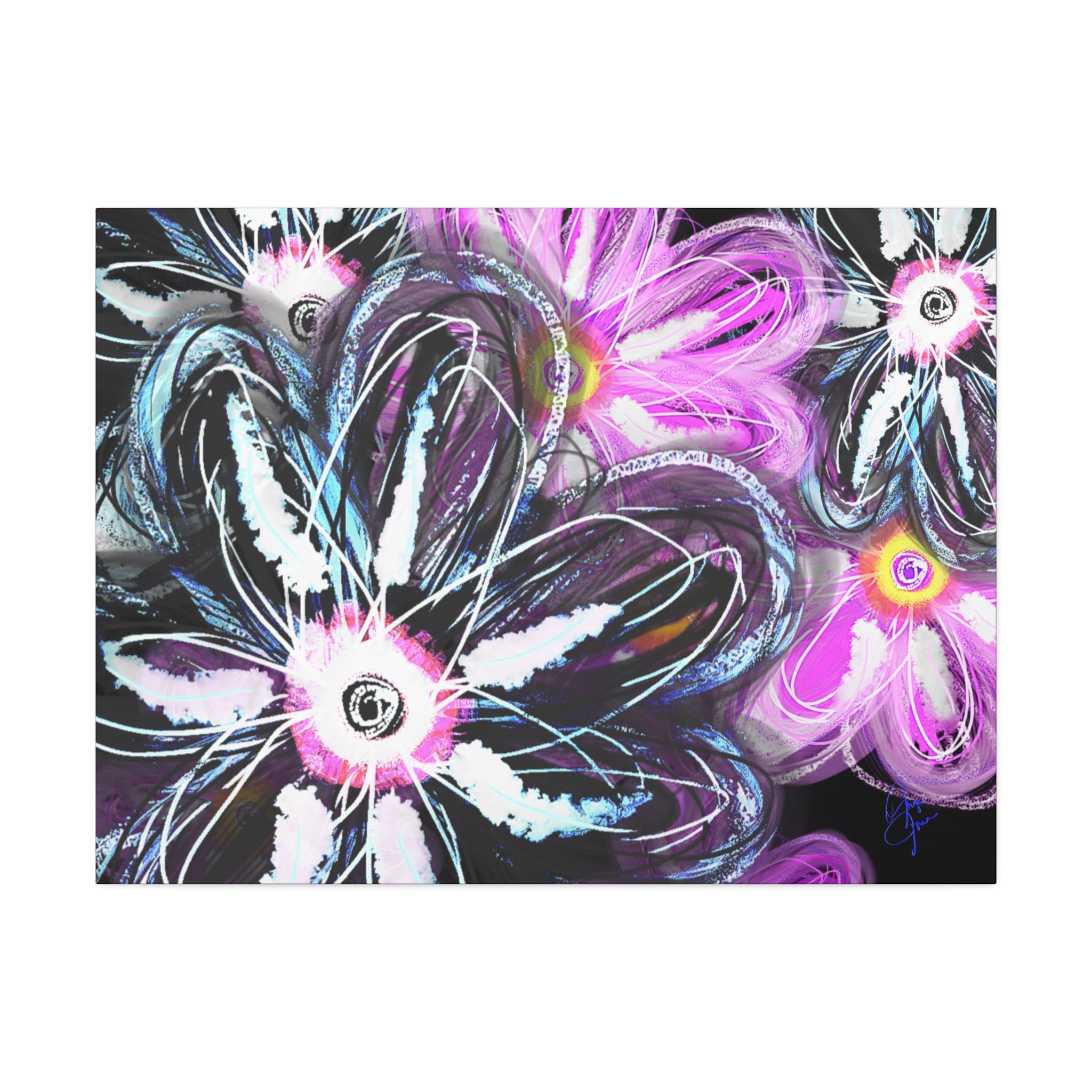Floral Neon Abstract Canvas