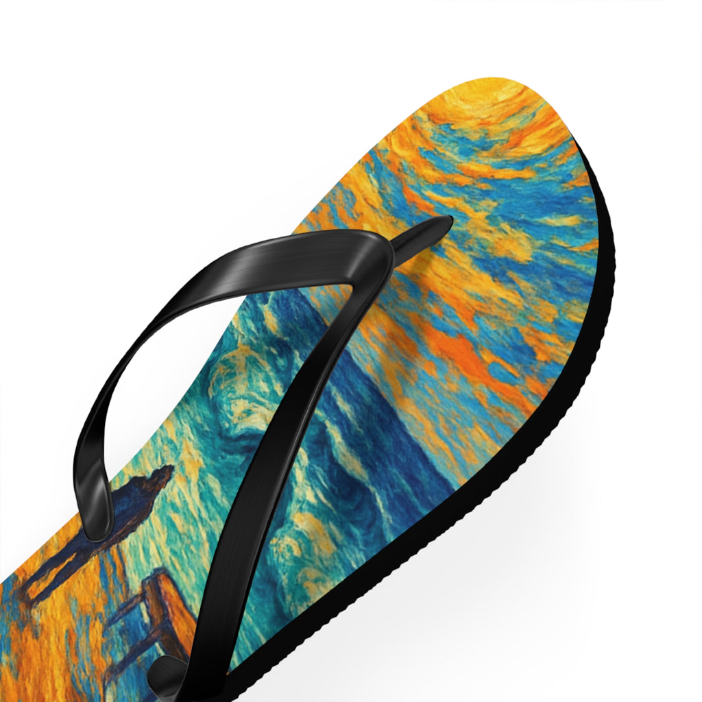Beach Scene Flip Flops – Colorful Impressionist Seaside Print