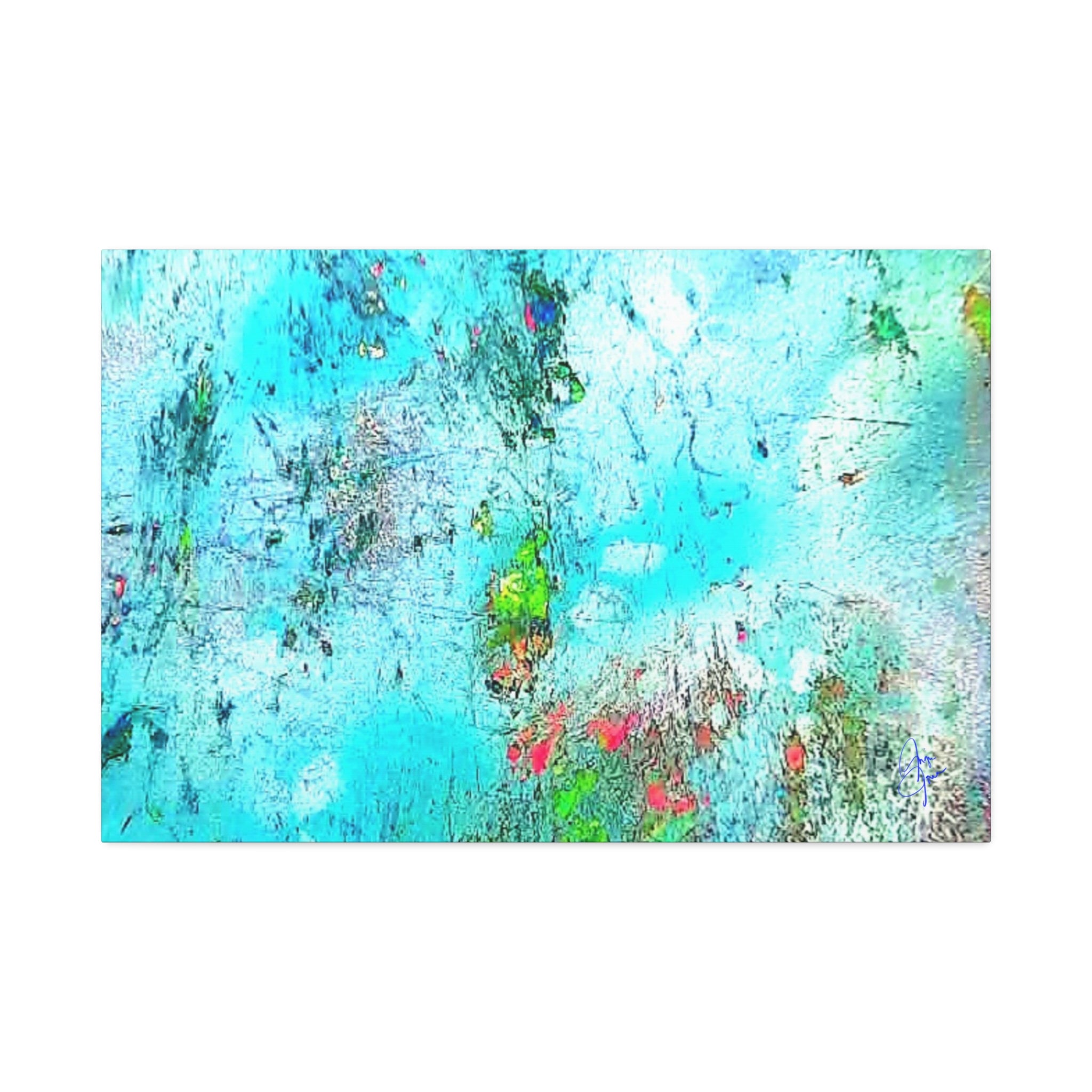 Abstract Aqua Texture Canvas