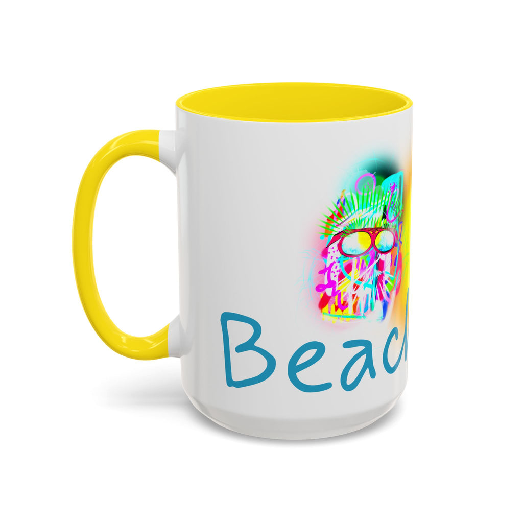 Beach Bum Coffee Mug — Colorful Retro Skull Design (11/15oz)