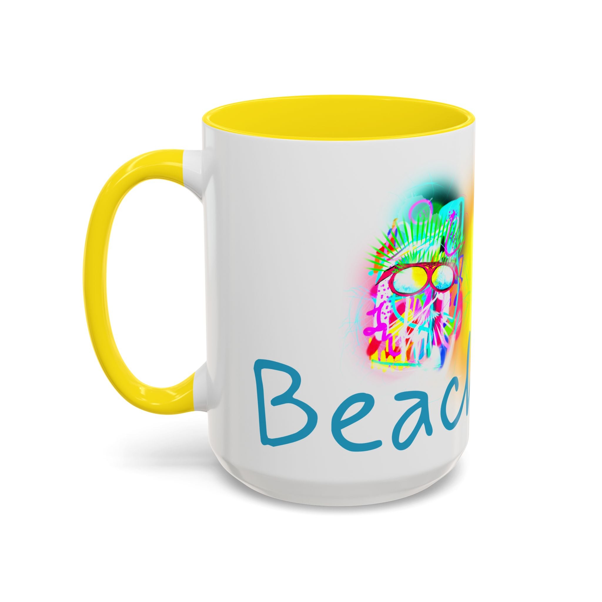 Beach Bum Coffee Mug — Colorful Retro Skull Design (11/15oz)