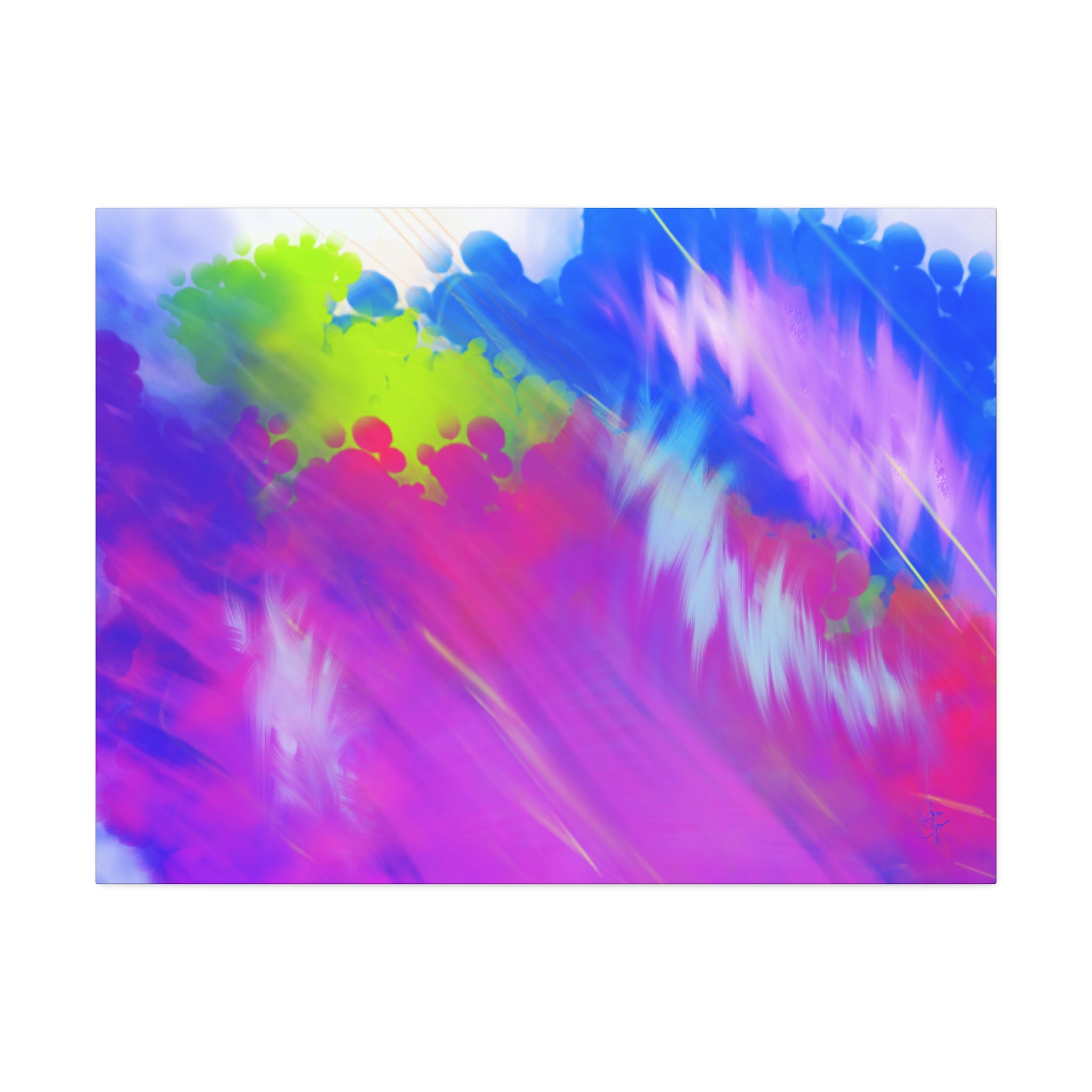 Abstract Neon Tie-Dye Canvas Print — Vibrant Rainbow Wall Art (Stretched 1.5")