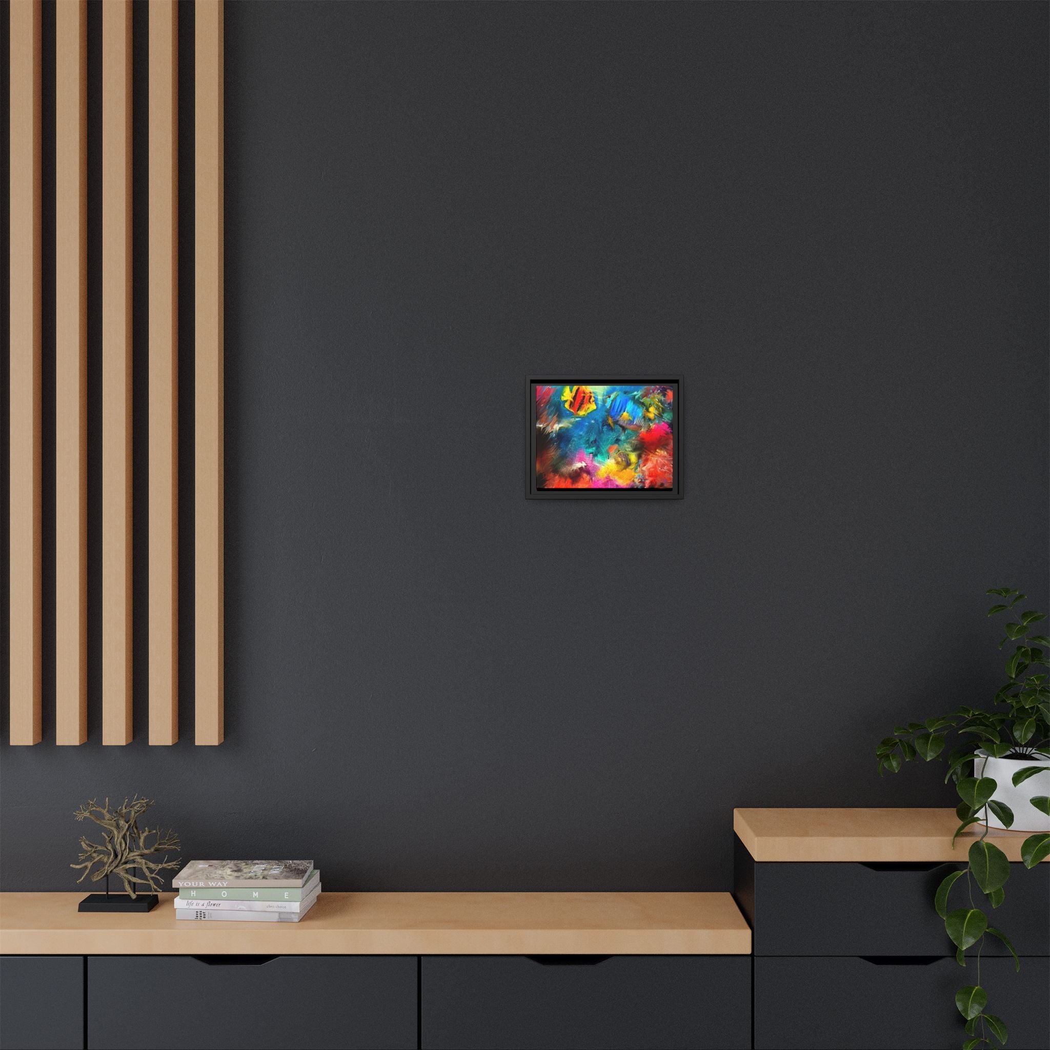 Framed Abstract Color Explosion Canvas — Vibrant Multi‑Color Wall Art
